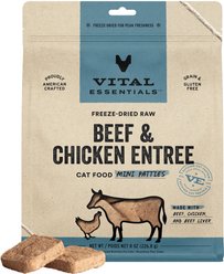 Vital Essentials Mini Patties Raw Beef & Chicken Entree Freeze-Dried Cat Food, 8-oz bag