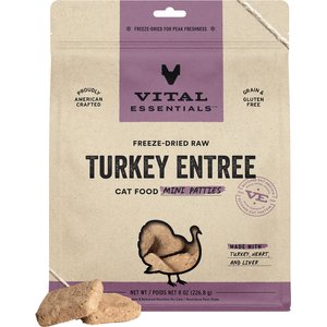 Vital Essentials Mini Patties Raw Turkey Entree Freeze-Dried Cat Food, 8-oz bag