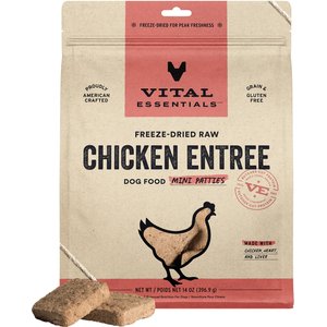 Vital Essentials Mini Patties Raw Chicken Entree Freeze-Dried Dog Food & Topper, 14-oz bag