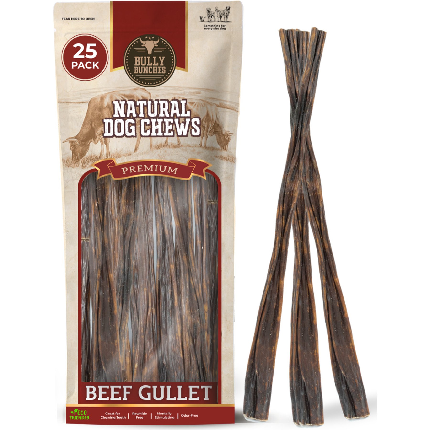 Bully Bunches 12-inch Beef Flavor Natural Jerky Sticks Dog Treats, 25 count