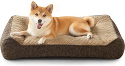 Invenho Rabbit Fur Quilted Orthopedic High-Sided Bolster Dog Sofa Bed, Brown, Large: 35 x 25 x 8-in slide 1 of 9