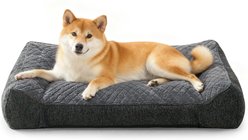 Invenho Rabbit Fur Quilted Orthopedic High-Sided Bolster Dog Sofa Bed, Grey, Large: 35 x 25 x 8-in