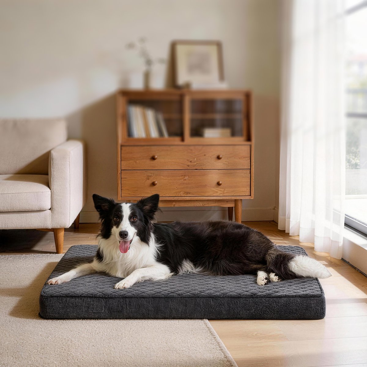 Invenho Egg Crate Foam Orthopedic Pillow Dog Bed Mat with Removable Washable Cover, X-Large: 41 x 27 x 3.5-in, Grey