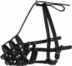 CollarDirect Doberman Leather Dog Muzzle, Chestnut Brown, Medium