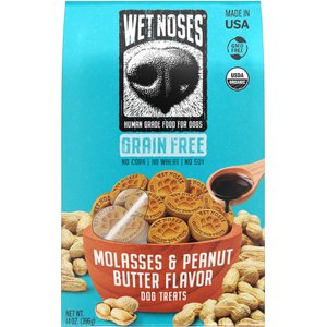 Wet Noses Grain-Free Peanut Butter & Molasses Flavor Dog Treats, 14-oz box