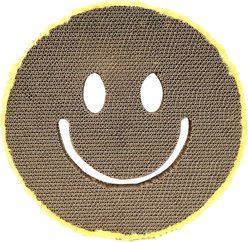 Kensie Happy Face Reversible Corrugated Cardboard Cat Scratcher Toy with Catnip, Yellow, 15 x 15 x 1.7-in
