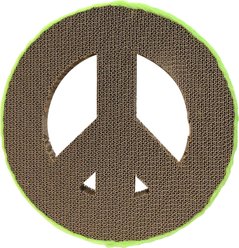 Kensie Peace Sign Reversible Corrugated Cardboard Cat Scratcher Toy with Catnip, Green, 15 x 15 x 1.7-in