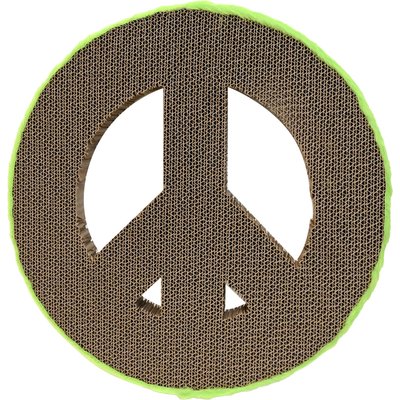 Kensie Kensie Peace Sign Reversible Corrugated Cardboard Cat Scratcher Toy with Catnip, Green, 15 x 15 x 1.7-in