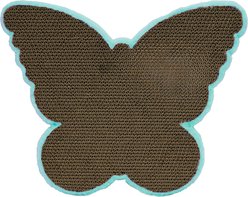 Kensie Butterfly Reversible Corrugated Cardboard Cat Scratcher Toy with Catnip, 17 x 12 x 1.7-in, Blue