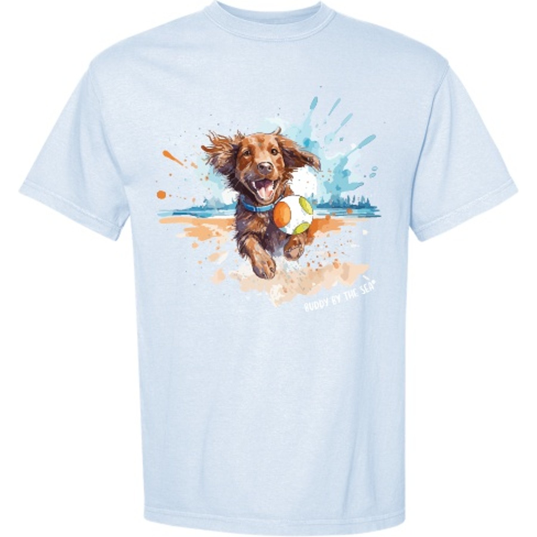 BUDDY BY THE SEA Beach Day Youth Tee Shirt, Soothing Blue, Medium