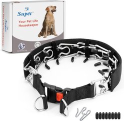 Supet Adjustable Long Prongs Dog Choke Collar with Quick Release Buckle, Black, Large: 18 to 20-in neck