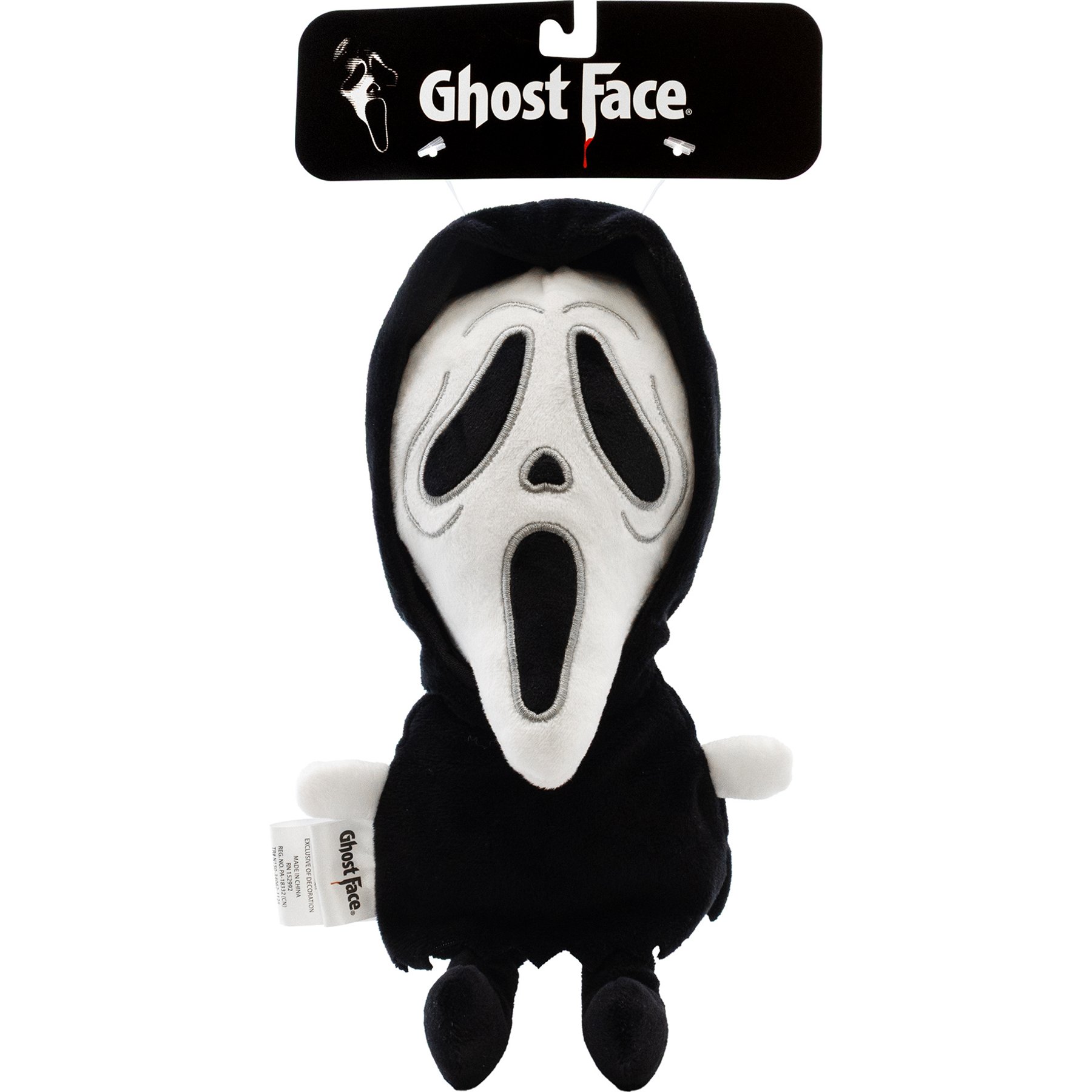 Ghost Face Iconic Horror Squeaky Plush Dog Toy, Black