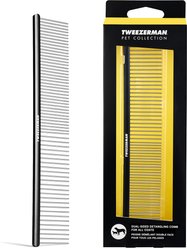 Tweezerman Dual-Sided Metal Detangling Dog Comb, Black