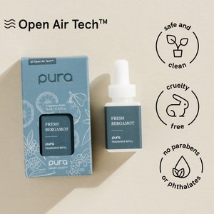Pura Fresh Bergamot Home Fragrance Diffuser Refill Deodorizer Dog & Cat Air Freshener, Multicolor, 0.33-fl oz