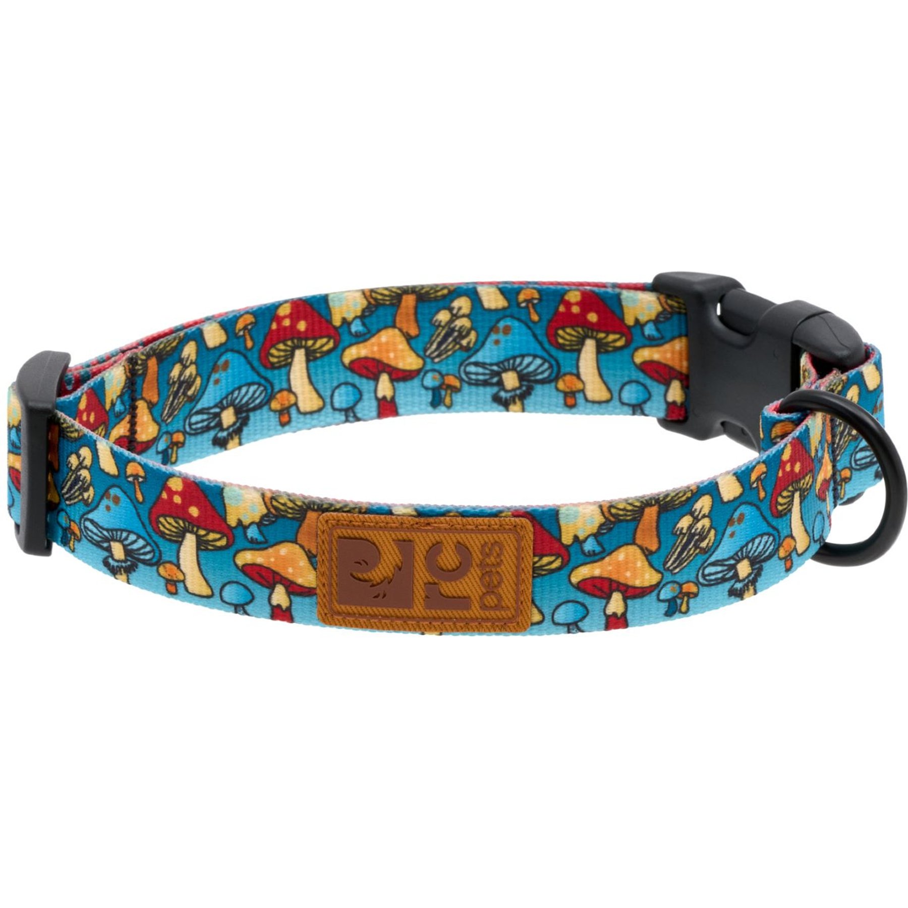 RC Pets Eco Polyester Dog Collar, Funky Fungi, Medium: 12 to 20-in neck, 1-in wide