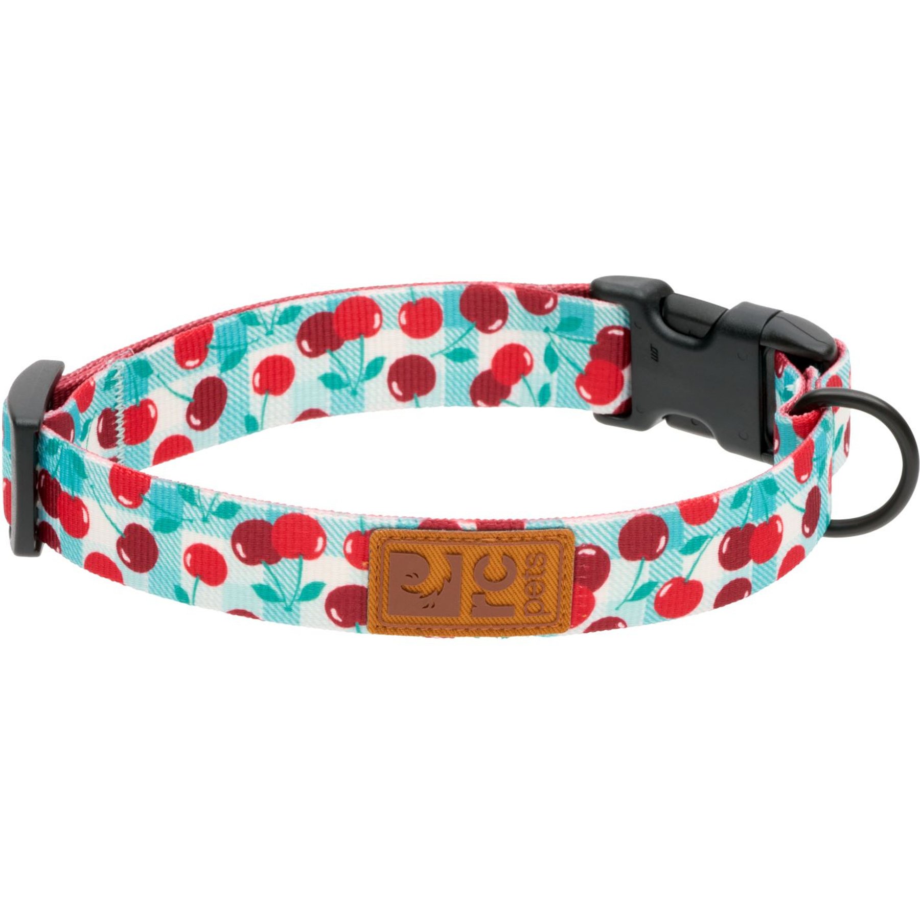 RC Pets Eco Polyester Dog Collar, Cherry Picnic, Medium: 12 to 20-in neck, 1-in wide