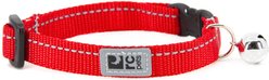 RC Pets Primary Kitty Breakaway Nylon Reflective Cat Collar with Nickle Plated Bell, 8 to 10-in neck, 1/2-in wide, Red