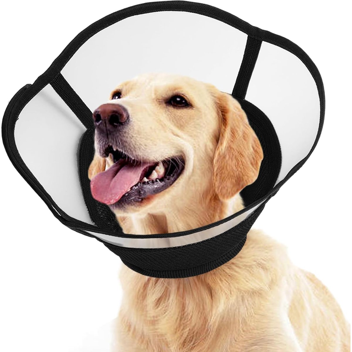 Kuoser Soft Cone Adjustable Recovery Dog Elizabethan Collar/E-Collar, Black, Large