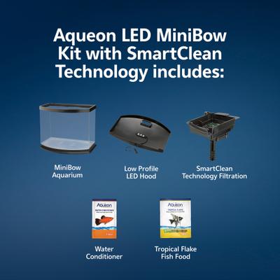 Show full view: Aqueon LED MiniBow SmartClean Fish Aquarium Kit, Black, 5-gal slide 4 of 10
