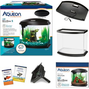 Aqueon LED MiniBow SmartClean Fish Aquarium Kit, Black, 5-gal