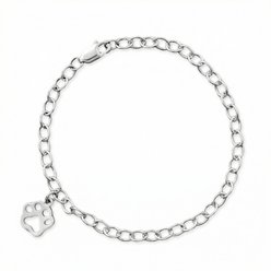 Best FURever Friends 8-in Sterling Silver Cable Chain with Paw Print Charm, Silver