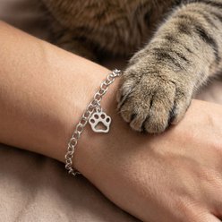 Best FURever Friends 8-in Sterling Silver Cable Chain with Paw Print Charm, Silver slide 2 of 3