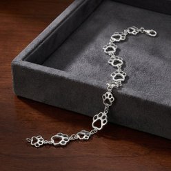 Best FURever Friends 7.5-in Sterling Silver Large/Small Paw Print Bracelet, Silver slide 2 of 3