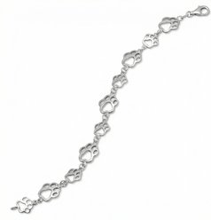 Best FURever Friends 7.5-in Sterling Silver Large/Small Paw Print Bracelet, Silver