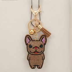 Best FURever Friends Crystal Frenchie Purse Charm/Keyring, Brown slide 2 of 2