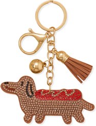 Best FURever Friends Crystal Dachshund Dog Purse Charm/Keyring, Brown