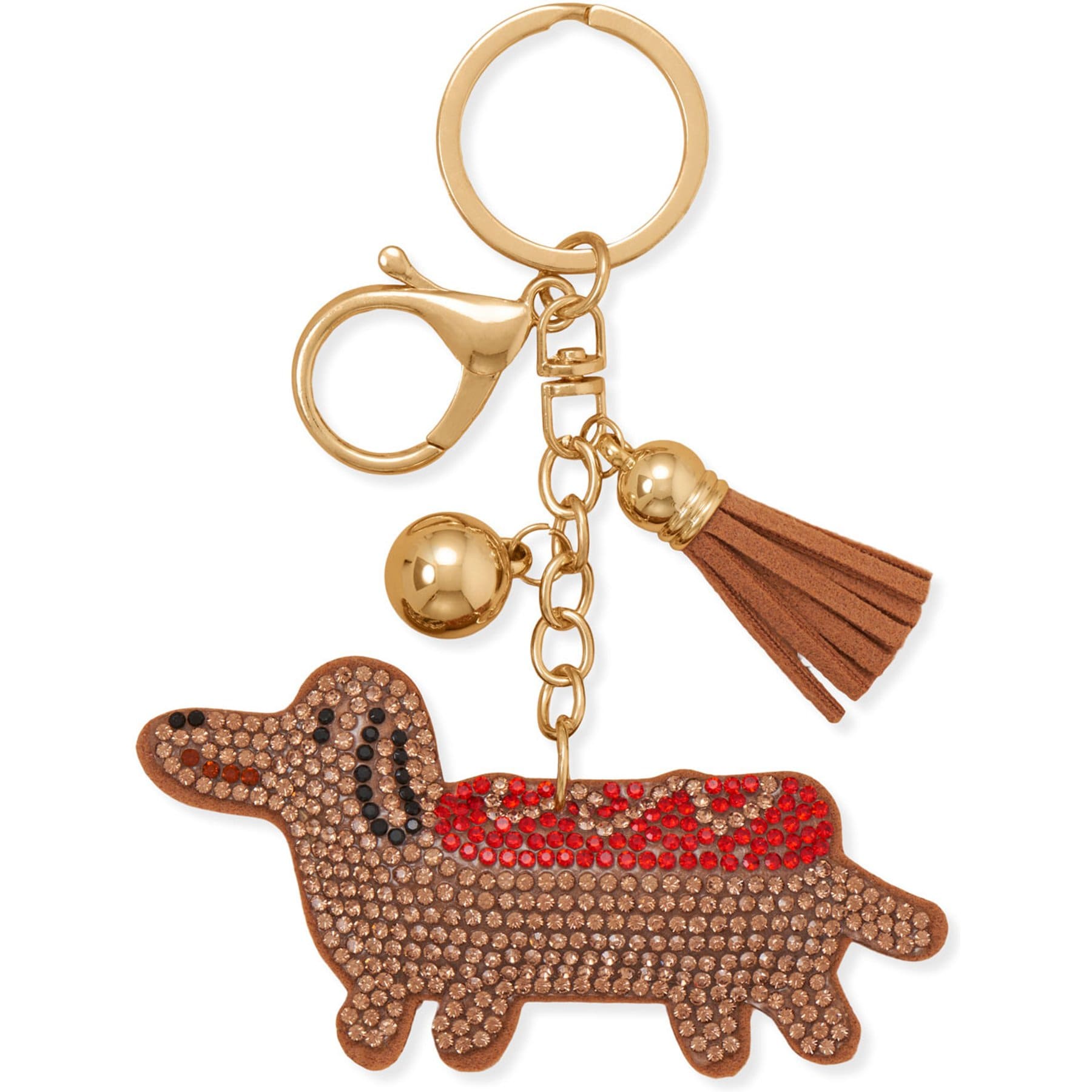 Best FURever Friends Crystal Dachshund Dog Purse Charm/Keyring, Brown
