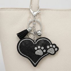 Best FURever Friends Crystal Heart with Paw Prints Purse Charm/Keyring, Black slide 2 of 2
