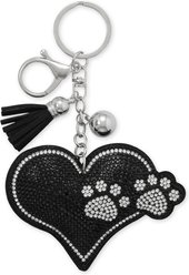 Best FURever Friends Crystal Heart with Paw Prints Purse Charm/Keyring, Black