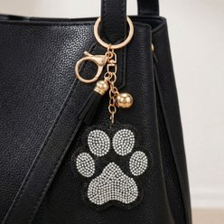 Best FURever Friends Crystal Paw Print Purse Charm/Keyring, Black slide 2 of 2