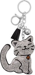 Best FURever Friends Crystal Smiling Kitty Cat Purse Charm/Keyring, White