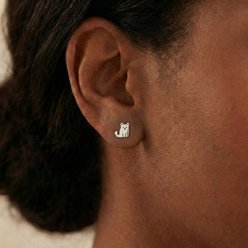 Best FURever Friends Mini Sterling Silver Sitting Pretty Kitty Cat Stud Earrings, Silver slide 2 of 3
