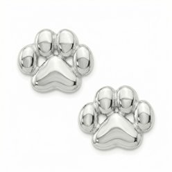 Best FURever Friends Mini Sterling Silver Paw Print Stud Earrings, Silver slide 1 of 3
