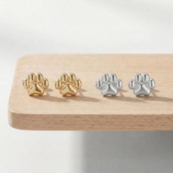 Best FURever Friends Mini Sterling Silver Paw Print Stud Earrings, Silver slide 2 of 3