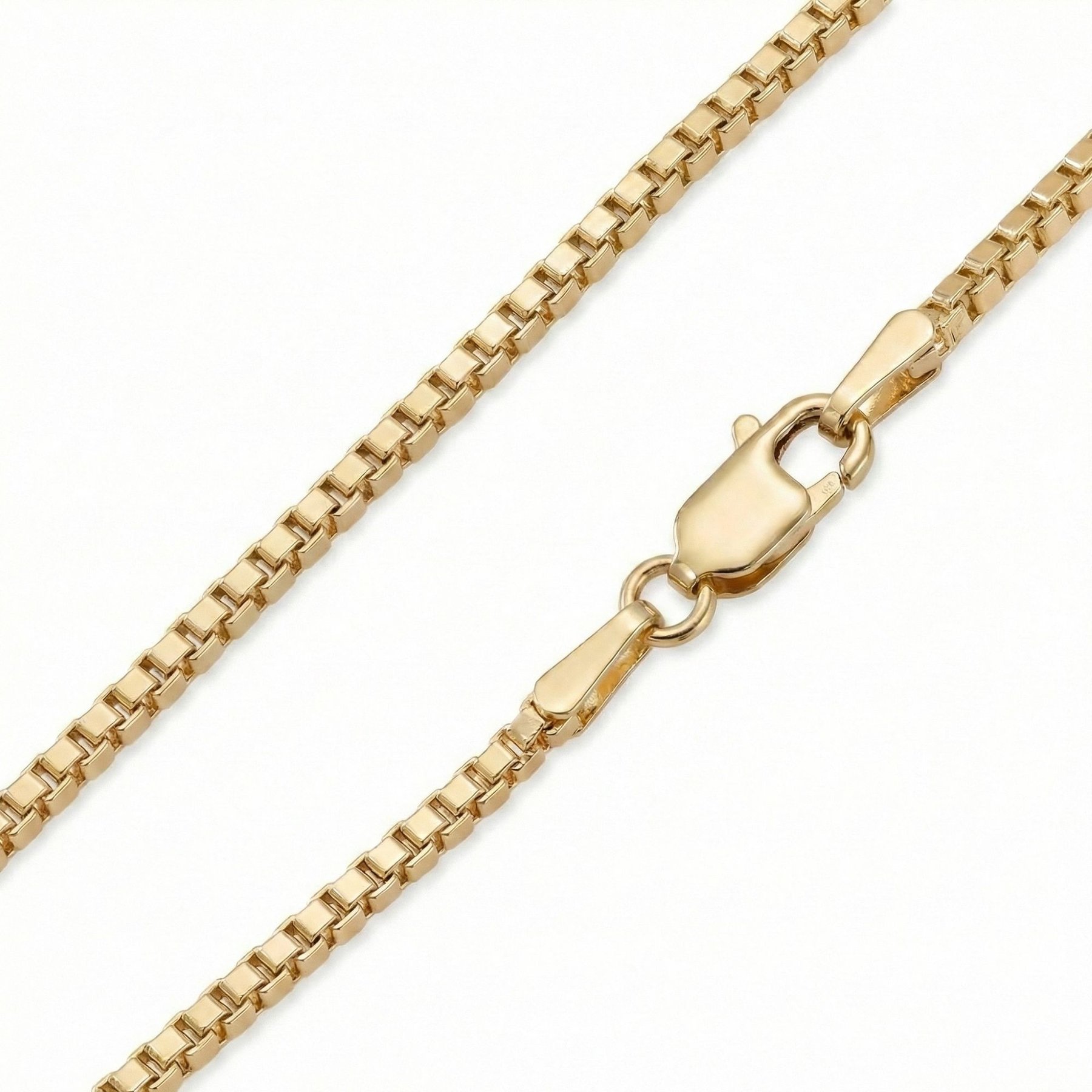 Best FURever Friends Italian Sterling Silver 1.1 mm Box Chain, Gold, 18-in