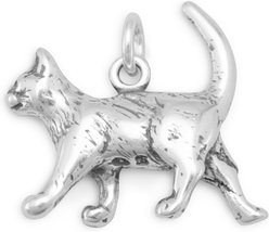 Best FURever Friends Prancing Kitty Cat Sterling Silver Charm, 17.7 x 20 mm, Silver