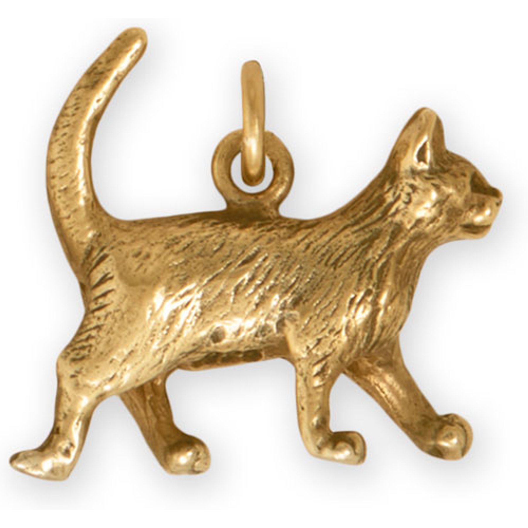 Best FURever Friends Prancing Kitty Cat Sterling Silver Charm, 17.7 x 20 mm, Gold