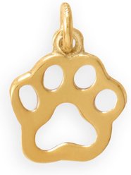 Best FURever Friends Small Sterling Silver Cutout Paw Print Charm, 11.3 x 9.9 mm, Gold