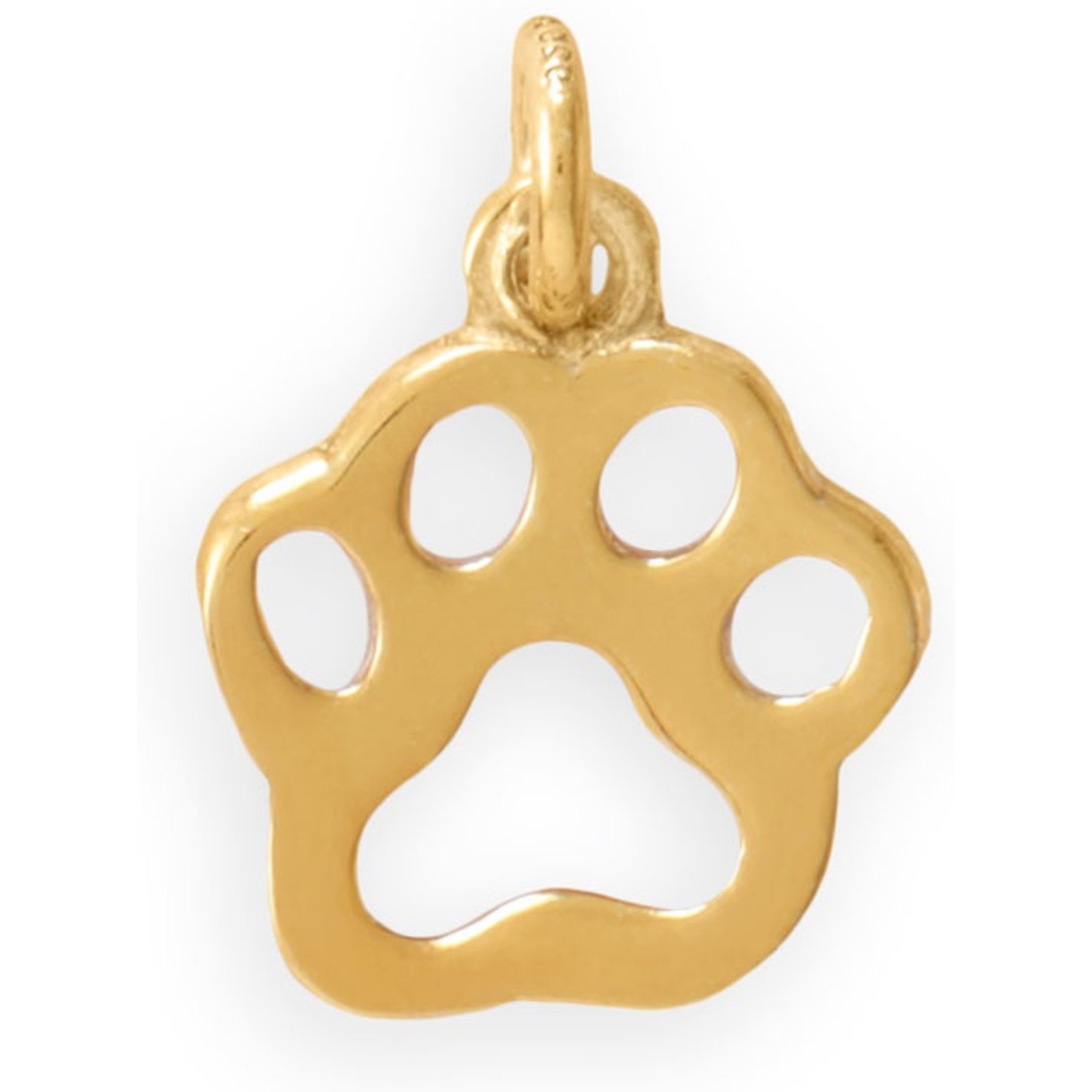Best FURever Friends Small Sterling Silver Cutout Paw Print Charm, 11.3 x 9.9 mm, Gold