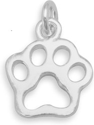 Best FURever Friends Small Sterling Silver Cutout Paw Print Charm, 11.3 x 9.9 mm, Silver