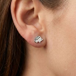 Best FURever Friends Sterling Silver Cute Hedgehog Stud Earrings, Silver slide 2 of 3