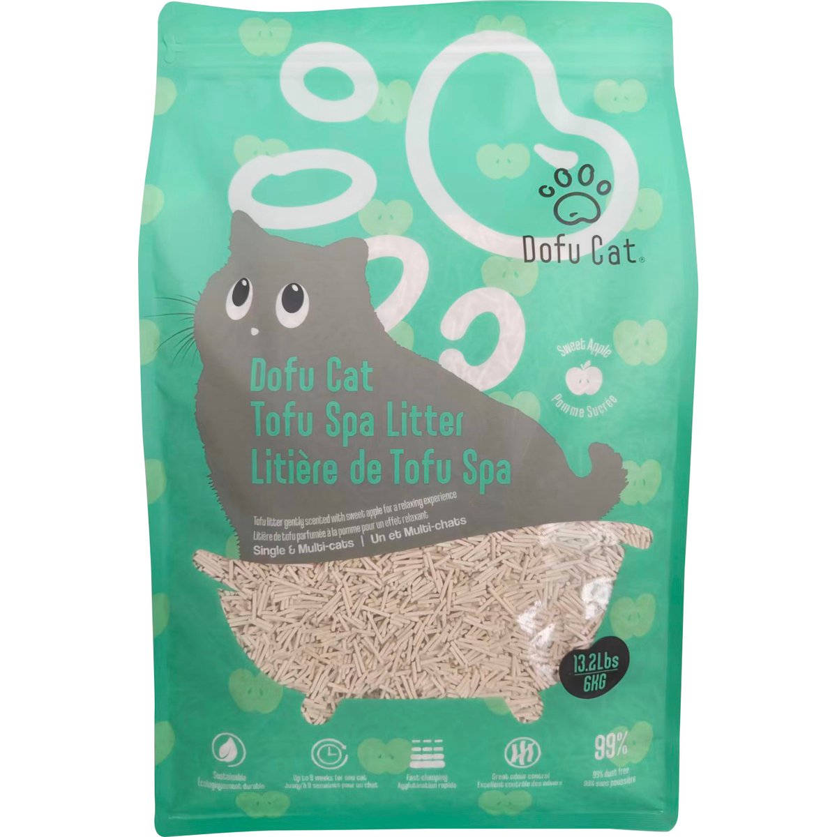 Dofu Cat Tofu Spa Apple Scented Clumping Cat Litter, 13.2-lb bag