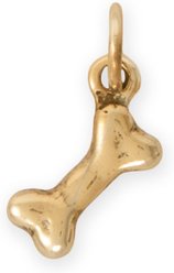 Best FURever Friends Sterling Silver Dog Bone Charm, 11.9 x 5.8 mm, Gold