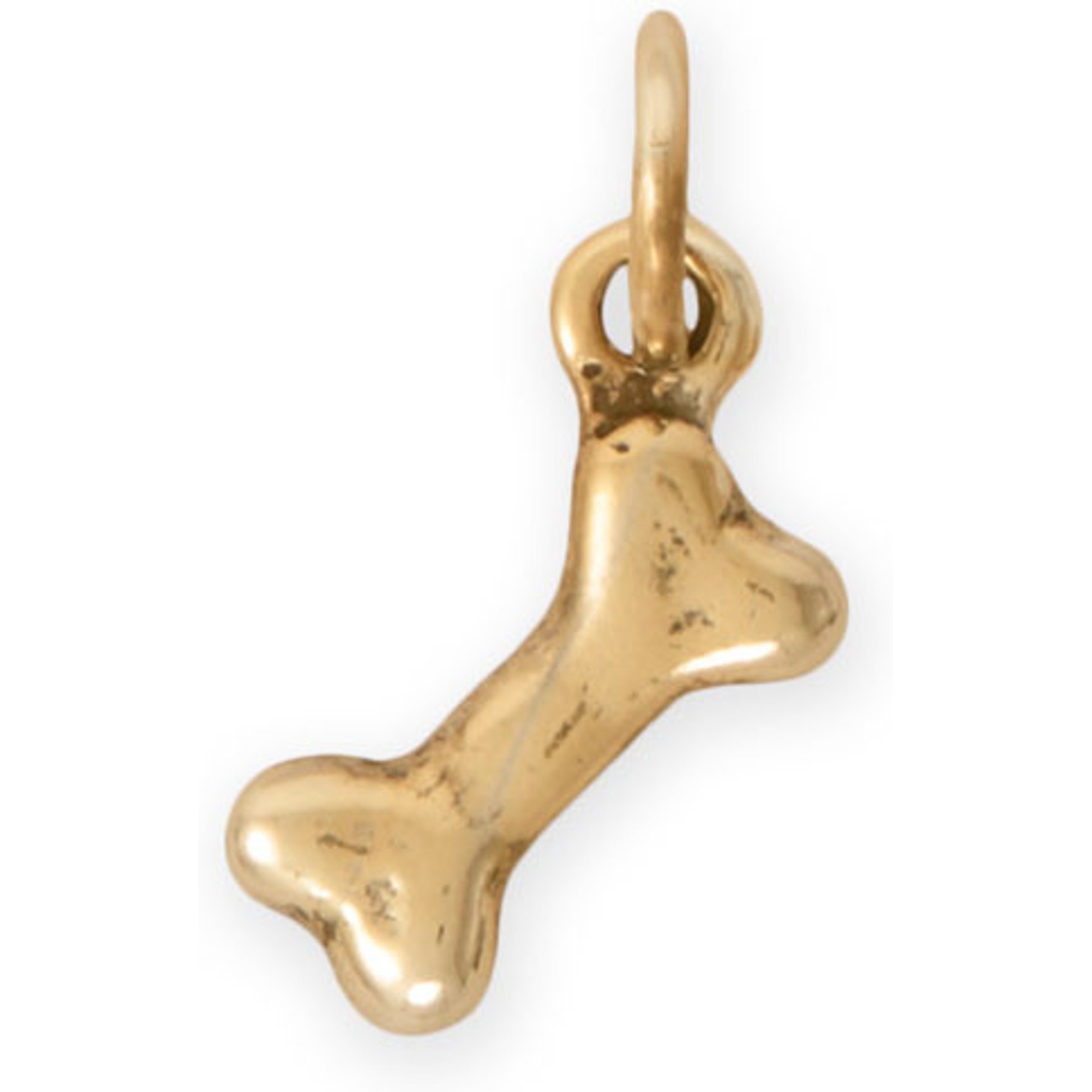 Best FURever Friends Sterling Silver Dog Bone Charm, 11.9 x 5.8 mm, Gold