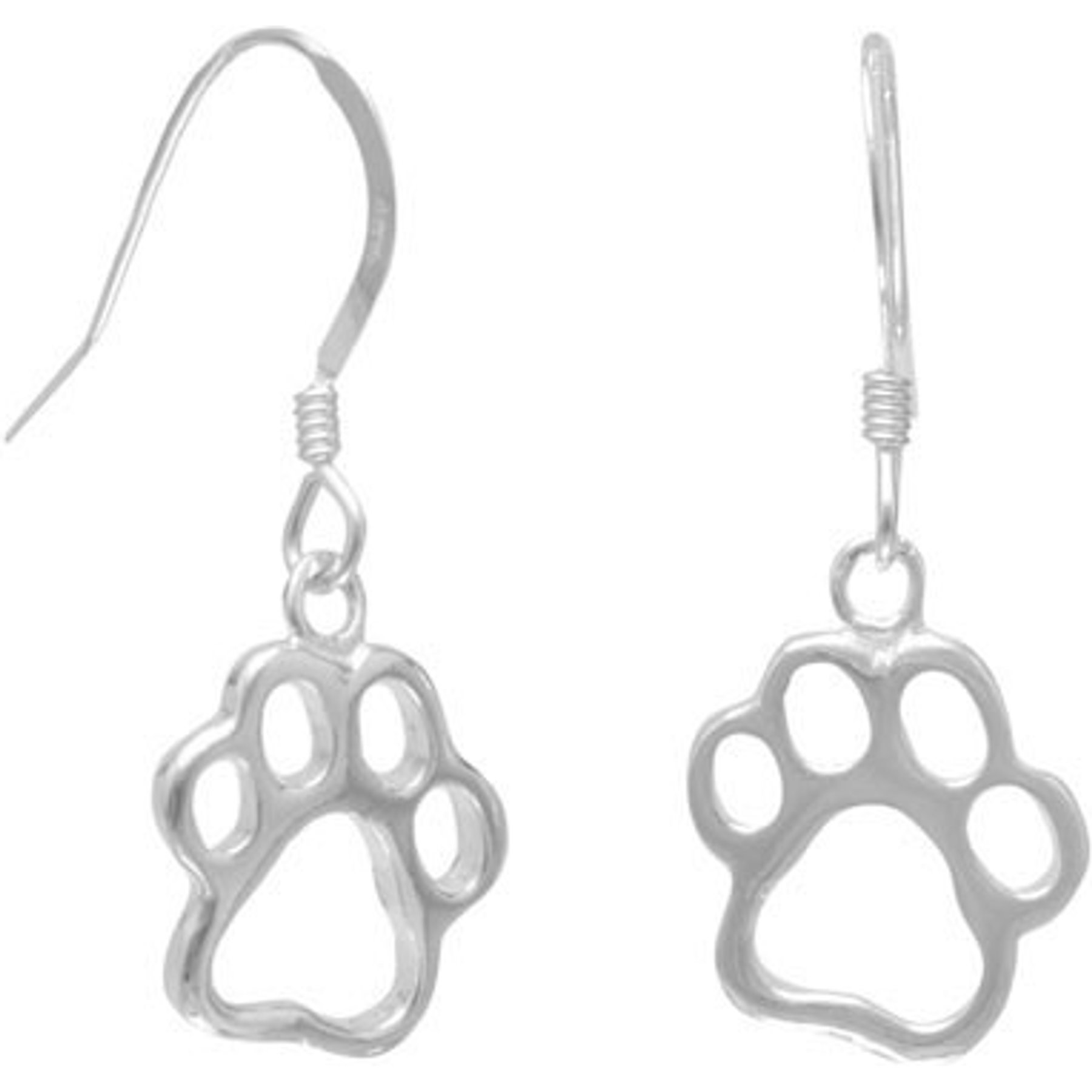 Best FURever Friends Sterling Silver Cutout Paw Print Drop Earrings, Silver
