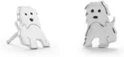 Best FURever Friends Sterling Silver Fluffy Puppy Dog Stud Earrings, Silver